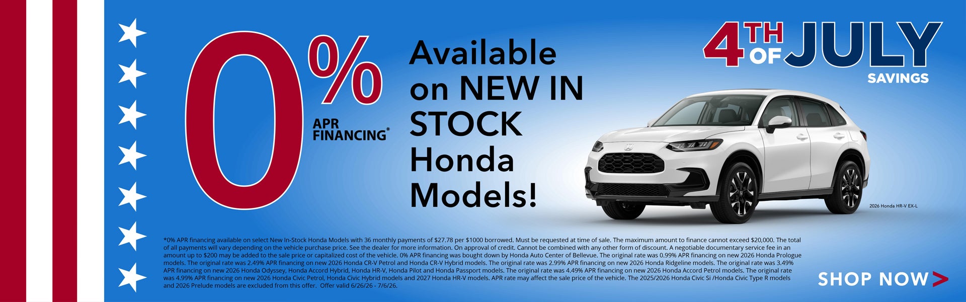 0% APR Available on your favorite Honda model