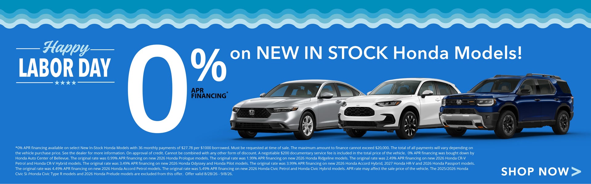0% APR Financing on All New In Stock Honda Models