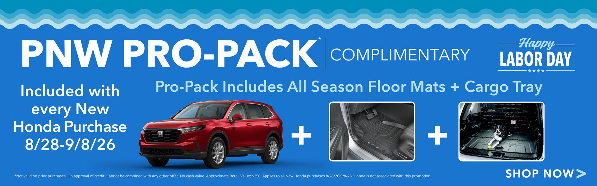 All New Honda purchases receive Complimentary PNW Pro-Pack