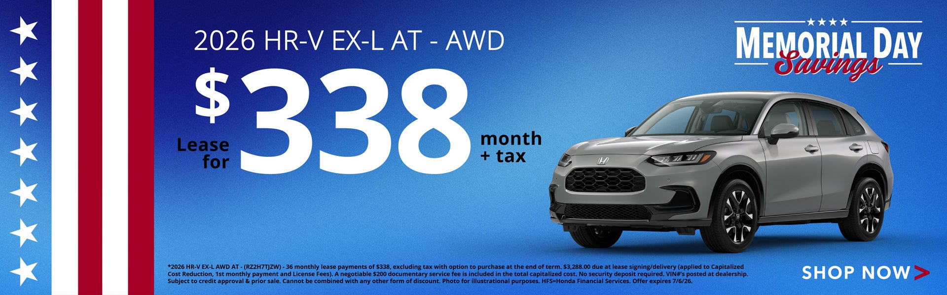 2026 Honda HR-V EX-L Lease