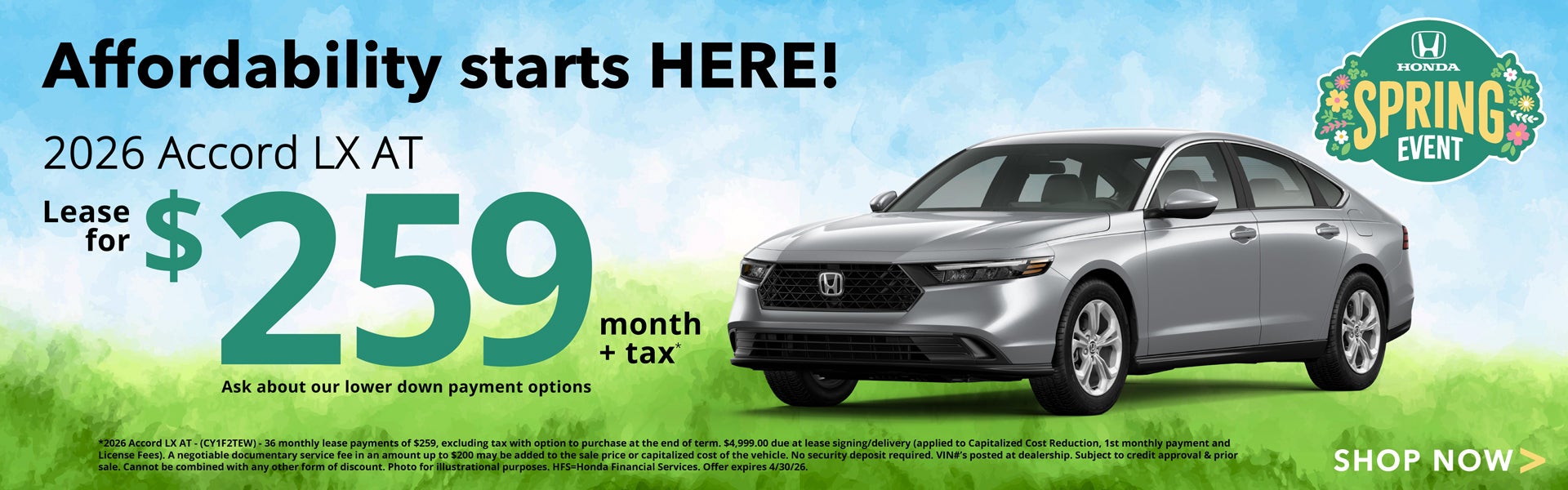 Affordable Honda Accord Lease payments