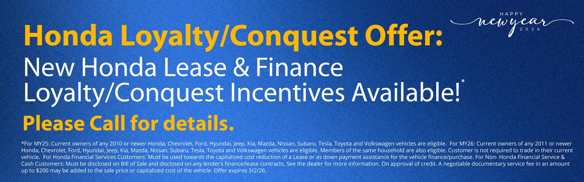 Honda Loyalty and Conquest Offers