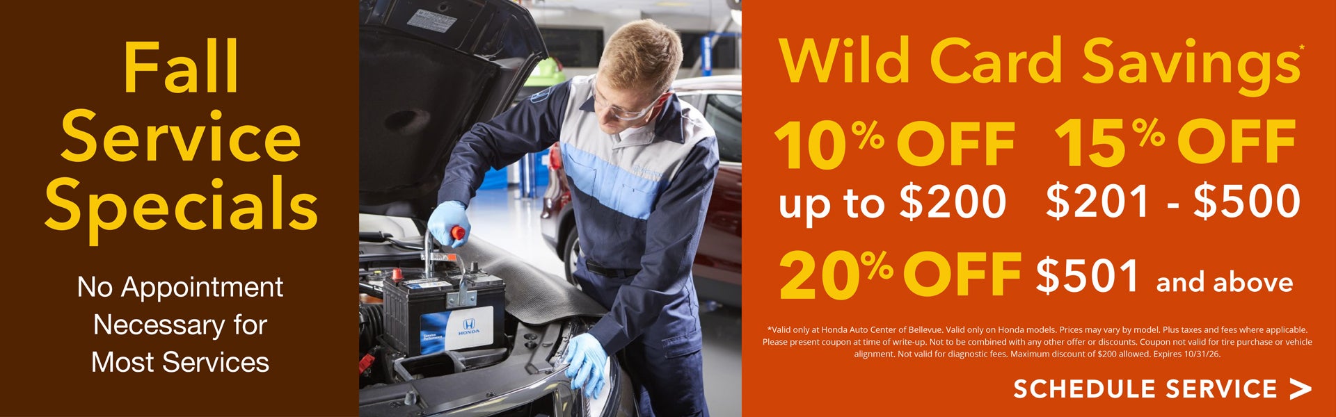 Fall Service Savings at Honda Auto Center of Bellevue