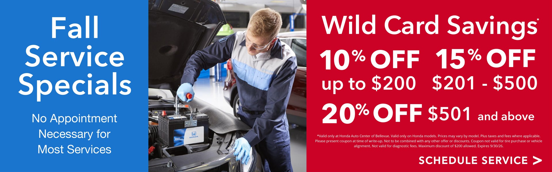 Fall Service Savings at Honda Auto Center of Bellevue
