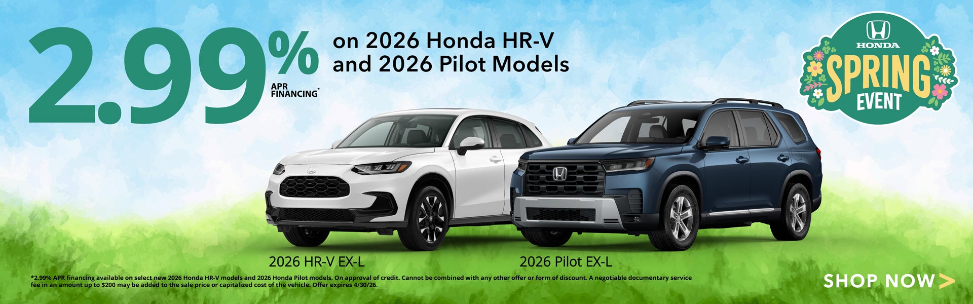 Low APR Financing on Honda HR-V and Pilots