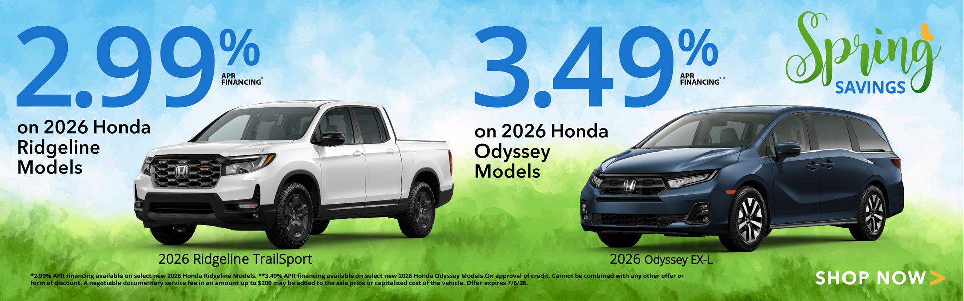 Honda Ridgeline and Odyssey APR Offers