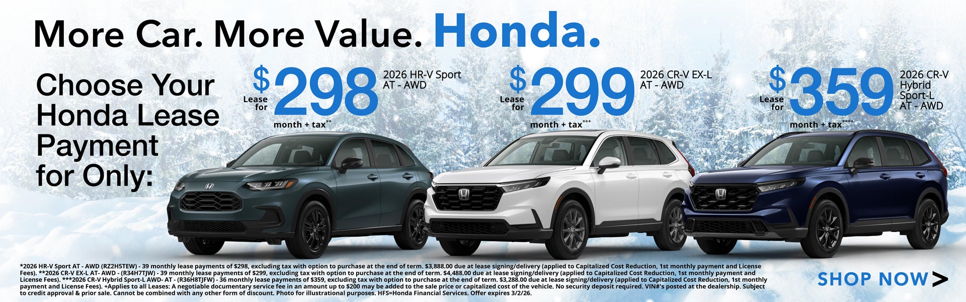 Low Honda HR-V and Honda CR-V and CR-V Hybrid Lease Offers